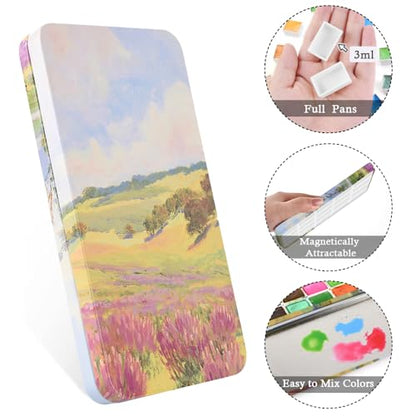 20 Empty Full Pans Watercolor Palette Tins Box with Magnetic Squares - color: Massif, size: 20 Full Pans