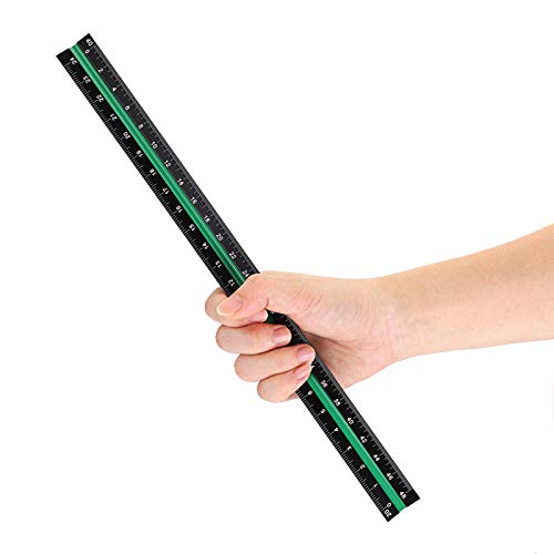 OwnMy 3 Pack 12 Inch Solid Aluminum Triangular Architect Scale Ruler Set | 3-Colors-Groove Architectural and Engineer Scale Metal Ruler Set, Clear Scales Drafting Rulers for Engineer Blueprint Project - style: Imperial Scale