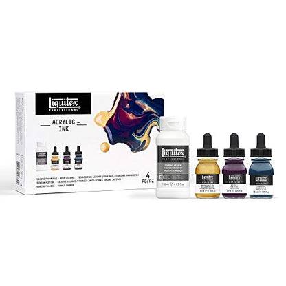 Liquitex Professional Acrylic Ink, 1-oz (30ml), Pouring Technique, Deep Colors, Set of 4 - color: Pouring Set - Deep Colors