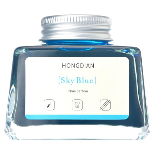 Hongdian Fountain Pen Bottled Ink Sky Blue Color, 60ml Non Carbon Inkwell Bottle, Artist Calligraphy Ink - color: Sky Blue