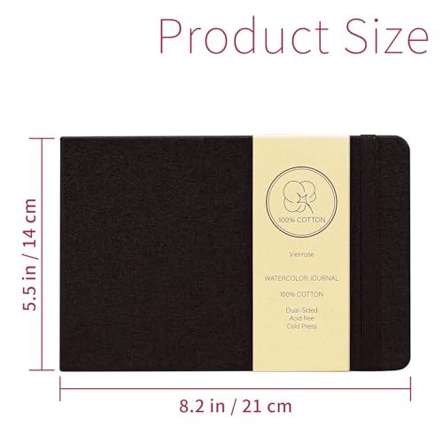 Vienrose Watercolor Sketchbook Journal 5.5x8.2 Inch 24 Sheets Black - color: Black, size: 5.5x 8.25 Inch