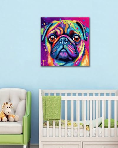 Blissroot Framed Paint by Numbers Kit for Adults Beginner&Kids Ages 8-12, 12x12inch Pitbull Dog Paint by Numbers with Frame, Large Dogs Paint by Number Framed Canvas (Without Easel) - color: BR022F, size: 12"x12"