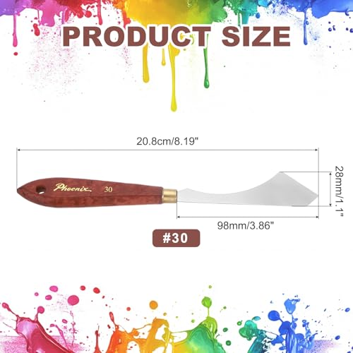 MECCANIXITY Pack of 1 Palette Knife No.30, 8.2" Long Palette Knives with Stainless Steel Flexible Spatula Pallet Knife and Wood Handle for Scraping, Mixing, Oil Acrylic Painting Canvas - style: No.30