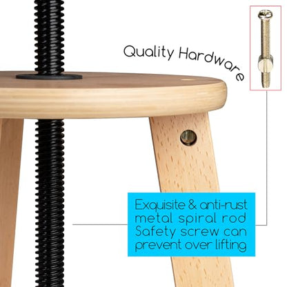 MEEDEN Artist Wooden Drafting Stool: Adjustable Height Art Stool for Studio | Up to 220 Lbs, German Beech Wood Drafting Chair, Perfect for Artists Studio, Home Use, Kitchen, Bar Stool, Natural - color: Natural