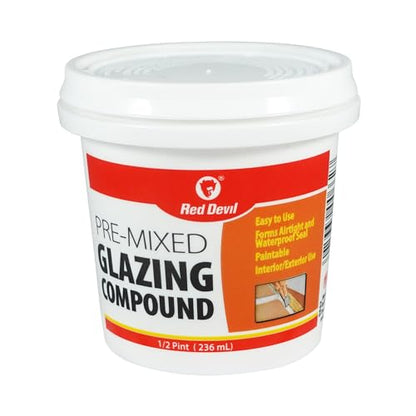 Red Devil 0662 Pre-Mixed Glazing Compound, 1/2 Pint - size: 1/2 Pint