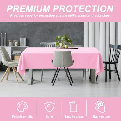 54IN X 320FT Plastic Table Cover Roll with Cutter Box, Cut to Size Plastic Table Cloths for Parties, Birthday, (Pink, 54"x3840"(Rectangular)) - color: Pink, size: 3840" x 54" (Rectangular)
