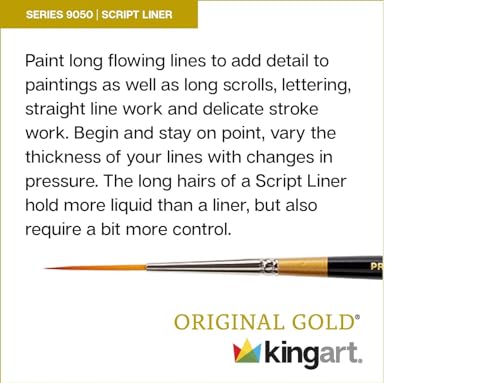 KINGART Premium Original Gold Series Handcrafted Golden Taklon Multimedia Artist Brushes, Set of 12, Black Glosss Handle, for Oil, Acrylic, Watercolor & Gouache Paints