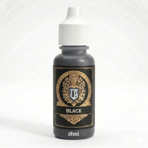 Ludus Bellum Miniature Paint Black Color 18ml Dropper Bottle, Professional Acrylic Paint for Miniatures & Models, Provides Quality Acrylic Tones and Shades for Warhammer 40K D&D Figures - color: Black
