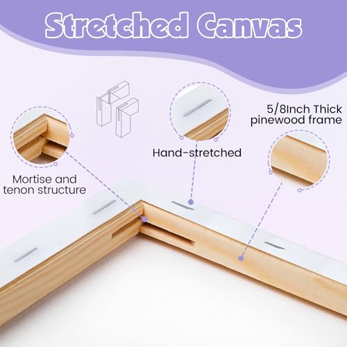 ESRICH Stretched Canvas for Painting, 3 Pack 8x10 Canvas Value Pack, Primed Acid-Free Cotton Blank Canvas, Paint Canvases for Oil & Acrylic Paint. - size: 8x10in