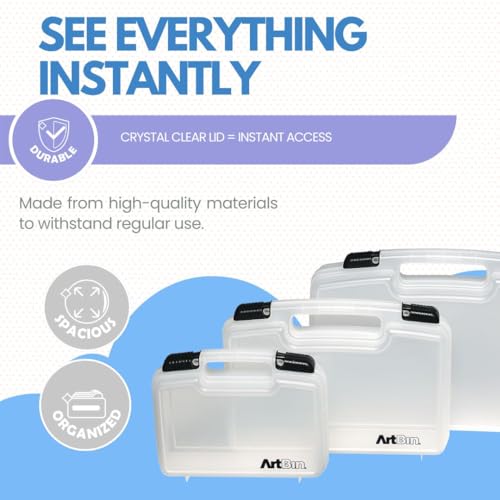 ArtBin 6972AB 10 inch Quick View Deep Base Carrying Case, Portable Art & Craft Organizer with Handle, [1] Plastic Storage Case, Translucent - size: 10 inch - Deep
