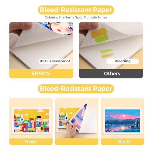 ENMY Acrylic Marker Sketch Pad, 10.2×7 inch Bleed-Proof Marker Paper,140lb/300gsm Heavyweight Sketchbook, 30 Sheets Drawing Pad Glue-Bound with Hard Backing for Artists, Students - size: 10.2×7 inch