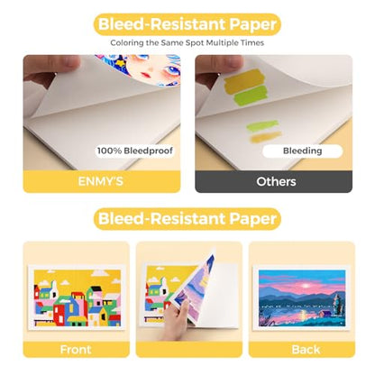 ENMY Acrylic Marker Sketch Pad, 7×4.9 Inch Bleed-Proof Marker Paper,140lb/300gsm Heavyweight Sketchbook, 30 Sheets Drawing Pad Glue-Bound with Hard Backing for Artists, Students - size: 7×4.9 inch