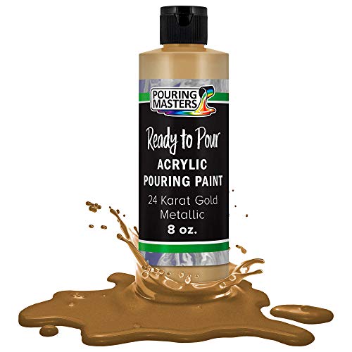 Pouring Masters 24 Karat Gold Ready to Pour Acrylic Pouring Paint - Premium 8-Ounce Pre-Mixed Fluid Acrylic Paint - Fluid Art Supplies for Canvas, Wood, Paper, Tile & Rocks - color: 24 Karat Gold Metallic, size: 8 Fl Oz (Pack of 1)