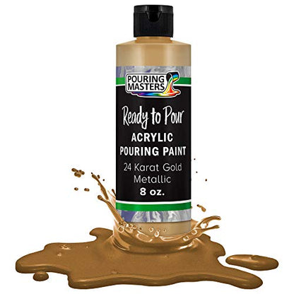 Pouring Masters 24 Karat Gold Ready to Pour Acrylic Pouring Paint - Premium 8-Ounce Pre-Mixed Fluid Acrylic Paint - Fluid Art Supplies for Canvas, Wood, Paper, Tile & Rocks - color: 24 Karat Gold Metallic, size: 8 Fl Oz (Pack of 1)