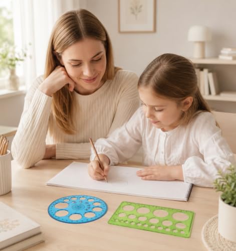 2 Pcs Circle Template for Drawing, Circle Ruler for Students, Office Painting Drafting