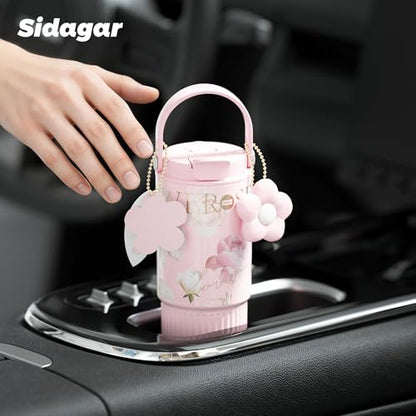 26 oz Insulated Stainless Steel Tumbler with Straw & Handle Pink - color: Pink