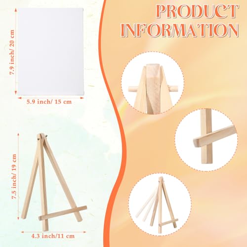 Motimind 36 Pcs 6 x 8 Mini Canvas and 8" Easel Set Bulk for Paint Party | Painting Art Crafts for Back to School Classroom Birthday Valentine Christmas Mother's Day End of School Year Gifts - size: 6 x 8 Inch