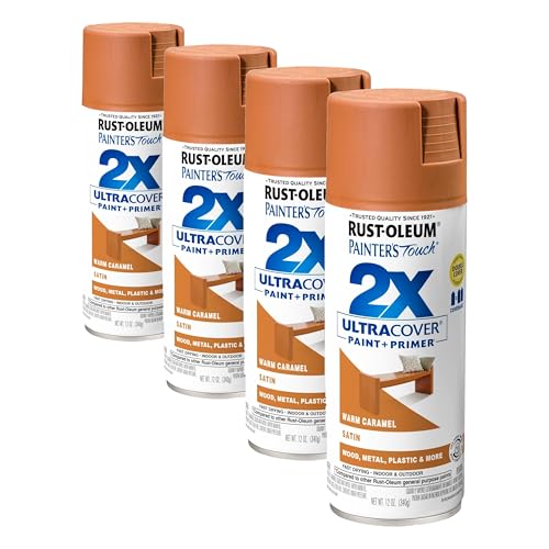 Rust-Oleum 334083 Painter's Touch 2X Ultra Cover Spray Paint, 12 oz, Satin Warm Caramel (Pack of 4) - color: Satin Warm Caramel, size: 12 Ounce (Pack of 4)