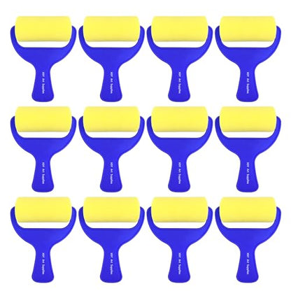 Foam Paint Roller 12 Piece Set 3''x12, Sponge Roller for Painting Art & Craft, Soft & Disposable & Washablea, Blue, Yellow - size: Foam Roller 3 Inch