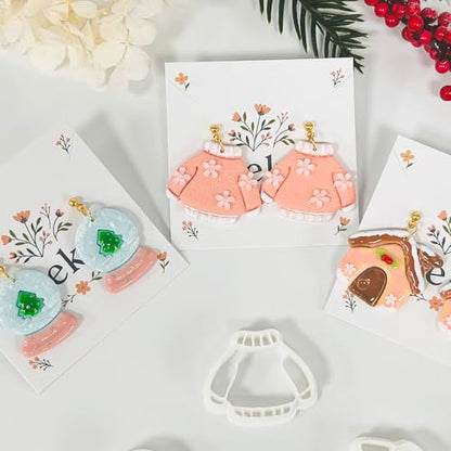 Xaekicr 3 PCS Christmas Polymer Clay Cutters Set – Winter Snow Globe, Sweater, House Clay Cutters for Earrings – Holiday Polymer Clay Molds and Clay Tools for DIY Crafts - color: 2A
