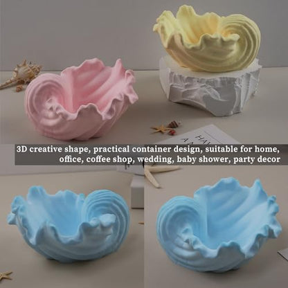 Wehous Unique Holder Resin Molds Silicone, Wave Shell Tray Silicone Mold, Bowl Epoxy Resin Casting Mold for DIY Jewelry Plate Candle Holder Candy Container Storage Craft Gift - color: Wave Shell Tray