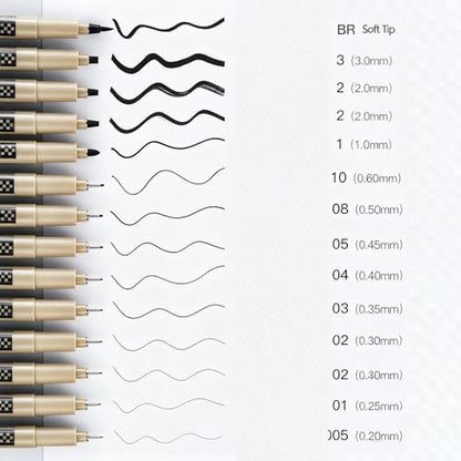 Micro Fineliner Drawing Pen,12 Black Fine Line Waterproof Ink Set