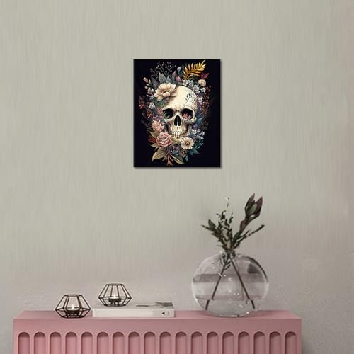 TUMOVO Paint by Numbers Skull with Flowers, Abstract Paint by Number for Adults, Adult Paint by Number Kits on Canvas Drawing Paintwork with Paintbrushes Art Crafts 16"x20"(with Frame) - color: Skull(Framed)