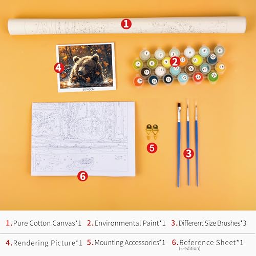 TUMOVO Adult Paint by Numbers Kit Brown Bear - color: Bear