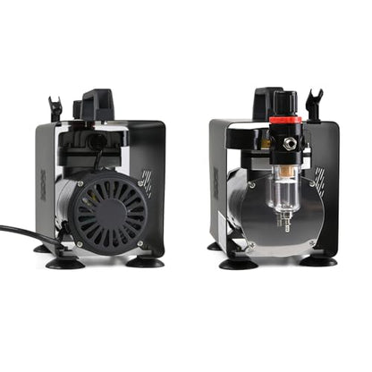 MEEDEN Airbrush Compressor Kit: 1/5 HP Powerful & Quiet with 6 ft Hose | Designed for model painting, crafts, and detailed airbrush projects with powerful, quiet operation and flexible hose reach - color: Single - Black
