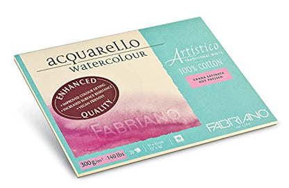 Fabriano Artistico Watercolor Block, 12" x 18", Traditional White - size: 12x18, style: Hot-Press