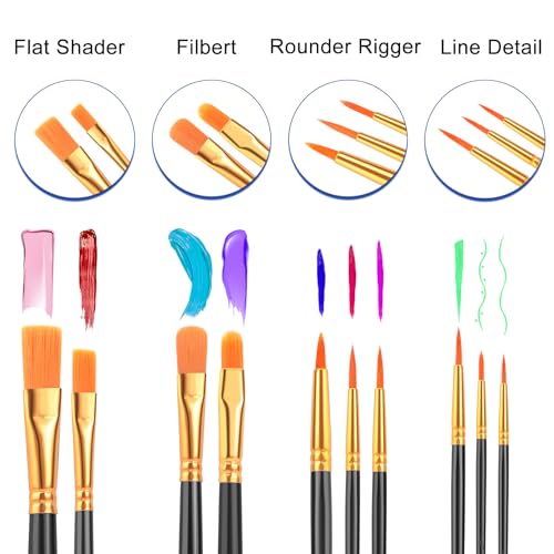 ESRICH 60PCS Paint Brushes, Paint Brush for Acrylic Painting - color: Black, size: 60