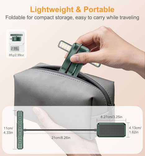 Gritin 2026 Gen 2 Book Light for Reading- 32 Eye Caring Full Spectrum LED - color: Forest Green