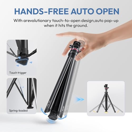 ULANZI MT-80 Aluminum Tripod Stand, 7FT Auto Pop-Up Camera Light Tripod | 11LB Max Load , 1/4" Screw, 360° Ball Head, 360° Rotates, Portable Video Light Stand for DSLR Camera, Ring Light, Video Rig - size: 84 inch-Upgrade Pop-Up