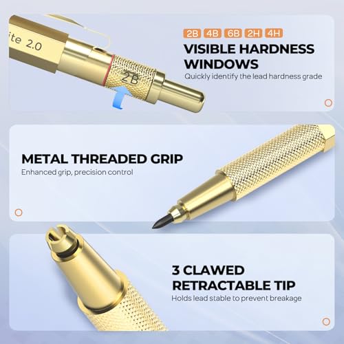 Nicpro 37PCS Gold Art Mechanical Pencil Set, 0.3/0.5/0.7/0.9/2mm Point - color: Gold, style: 0.3 0.5 0.7 0.9 2.0