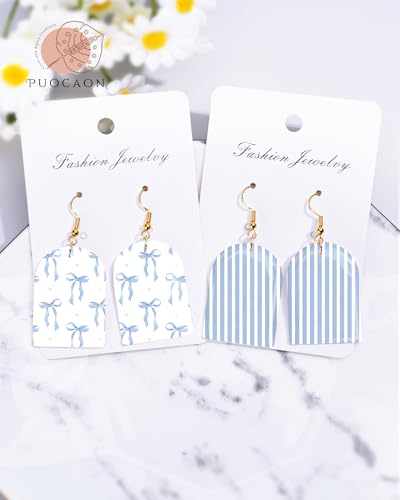 Puocaon Blue Clay Transfer Paper - 18 Sheets Chinoiserie Assorted Design Transfer Paper for Polymer Clay Earrings Jewelry Bow - color: blue