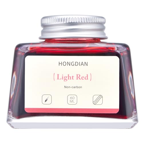 Hongdian Fountain Pen Bottled Ink Light Red Color, 60ml Non Carbon Inkwell Bottle, Artist Calligraphy Ink - color: Light Red