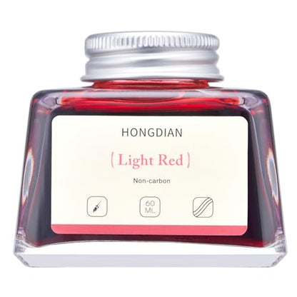 Hongdian Fountain Pen Bottled Ink Light Red Color, 60ml Non Carbon Inkwell Bottle, Artist Calligraphy Ink - color: Light Red