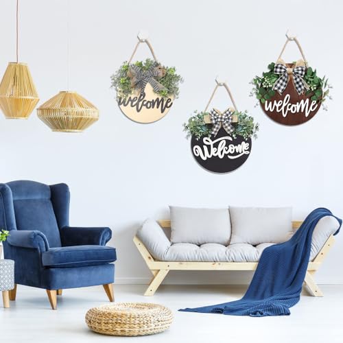 DIYDEC 6 Pack Wood Circles for Crafts 14 Inch Unfinished Wood Slices Blank Wooden Door Hanger Sign Round Wood Discs with Bows Twine Glue Point for DIY Crafts Painting Christmas Home Holiday Decor | Round Wood Discs with Bows Twine Glue Point for DIY Craft