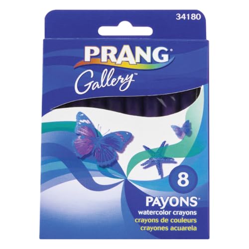 Prang Payons Watercolor Crayons, Round Sticks, 3.5 x 0.313 Inches, Box of 8 Crayons, 8 Assorted Colors (34180) - style: Box of 8, 1-Pack