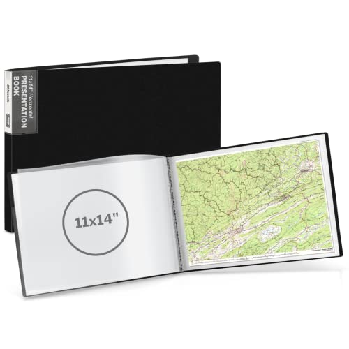 Dunwell 11x14 Portfolio Binder, 24 Pockets, Horizontal, Black | Clear Plastic Sleeves, Presentation Book, For Documents, Certificates & School Artwork - color: Black, size: 11x14", style: 11x14" Horizontal