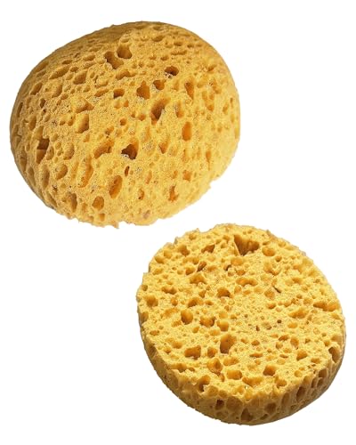 WAFJAMF 2 Pcs Knockdown Texture Sponge Drywall Wall Patch Ceiling Repair | Versatile artist tool for DIY painting, home decor, pottery, round sponges, dark yellow - color: Dark Yellow