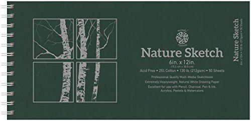 Pentalic Nature Sketch Pad, 12-Inch by 6-Inch - size: 6-inch x 12-inch, 50 Sheet Wire Bound Hard Cover Book