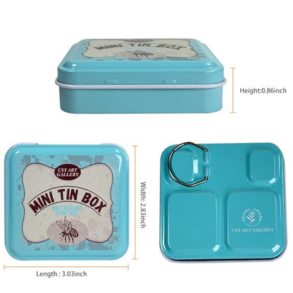 Watercolor Mini Palette Tin Box with 12 Half Pans Metal Art Paint Mixing Tray for Travel, Painting, Watercolor Mixing, Art Class and Studio Use (02 Blue-Green) - color: 02 Blue-green
