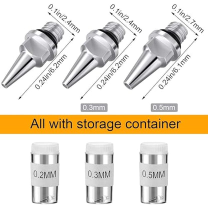 HUBEST 3-Size Airbrush Needle Nozzle Kit, 0.2/0.3/0.5mm for Iwata Master - size: KIT 2
