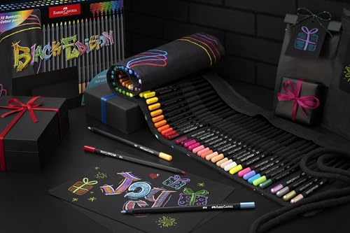 Faber-Castell Black Edition Colored Pencils Roll, 72 Count, Roll-Up Case - color: Classic, size: 1 Count ( Pack of 72)