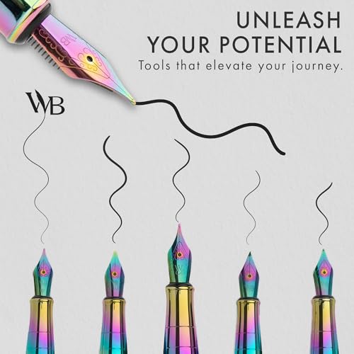Wordsworth & Black LuxuryFountain Pen Set for Writing, 6 Nibs, Rainbow - color: Rainbow