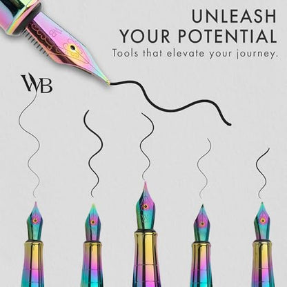 Wordsworth & Black LuxuryFountain Pen Set for Writing, 6 Nibs, Rainbow - color: Rainbow