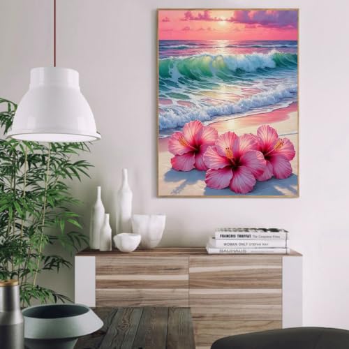 Beach Paint by Numbers Kit for Adults,Flower Paint by Number With Frame - color: Beach-MT6584