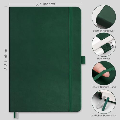 RETTACY Blank Journal Notebook, 192 Pages per Pack, A5 Size (5.7'' x 8.3'') - color: Black & Dark Green