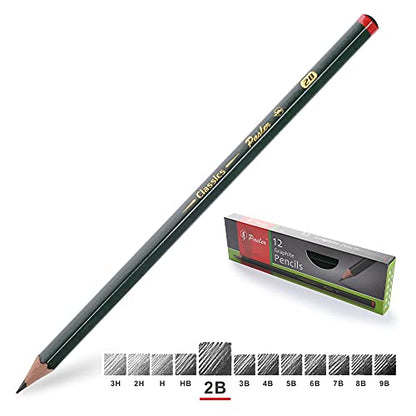 Pasler Professional Graphic Sketching Drawing Pencils 12 Count (2B) - style: 2B